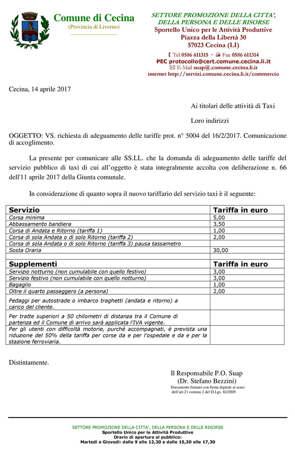tariffe taxi